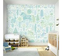 Origin Murals Scandi Forest Animals Wall Mural - Blue - Large - W350cm x H280cm