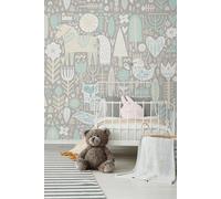 Origin Murals Scandi Forest Animals Wall Mural in Mid Grey | Size: W350 cm x H280 cm Origin Murals Mid Grey W350 cm x H280 cm