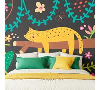 Origin Murals Sleeping Jungle Leopard Wall Mural - Black - Large - W350cm x H280cm