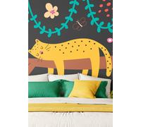 Origin Murals Sleeping Jungle Leopard Wall Mural in Black | Size: W300 cm x H240 cm Origin Murals Black W300 cm x H240 cm