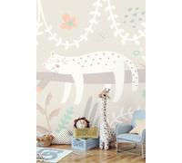 Origin Murals Sleeping Jungle Leopard Wall Mural in Grey | Size: W350 cm x H280 cm Origin Murals Grey W350 cm x H280 cm