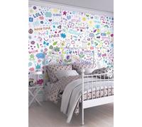 Origin Murals Social Doodle Text Purple Matt Smooth Paste the Wall Mural 300cm wide x 240cm high | Size: W350 cm x H280 cm Origin Murals Purple W350 cm x H280 cm