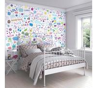 Origin Murals Social Doodle Text - Purple - Medium - W300cm x H240cm