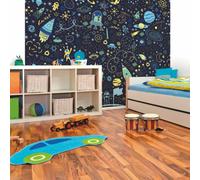 Origin Murals Space Doodle Text - Navy Blue - Medium - W300cm x H240cm