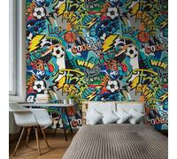 Origin Murals Sports Graffiti Blue - 3 Drop Repeatable Wall Mural
