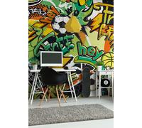 Origin Murals Sports Graffiti Wall Mural in Green | Size: W300 cm x H240 cm Origin Murals Green W300 cm x H240 cm