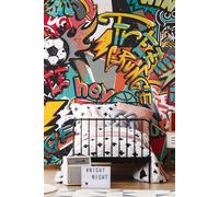 Origin Murals Sports Graffiti Wall Mural in Red | Size: W300 cm x H240 cm Origin Murals Red W300 cm x H240 cm