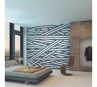 Origin Murals Striped Criss Cross Pattern Blue Matt Smooth Paste The Wall Mural 300Cm Wide X 240Cm High