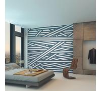 Origin Murals Striped Criss Cross Pattern Wall Mural - Blue - Medium - W300cm x H240cm