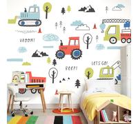 Origin Murals Tractor And Diggers Red Wall Mural