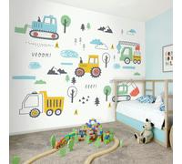 Origin Murals Tractors And Diggers Wall Mural - Yellow - Large - W350cm x H280cm
