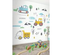 Origin Murals Tractors & Diggers Wall Mural in Yellow | Size: W350 cm x H280 cm Origin Murals Yellow W350 cm x H280 cm
