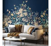 Origin Murals Trailing Lily - Navy Blue Matt Smooth Paste The Wall Mural 300Cm Wide X 240Cm High