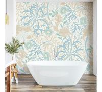 Origin Murals Trailing Seaweed Garden - Blue and Linen - Large - W350cm x H280cm