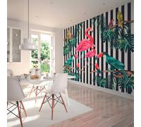 Origin Murals Tropical Flamingo Monochrome Stripped Matt Smooth Paste The Wall Mural 350Cm Wide X 280Cm High