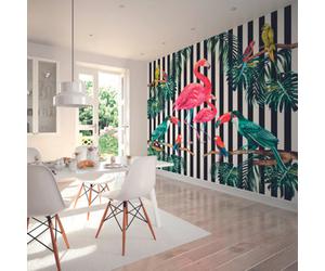 Origin Murals Tropical Flamingo Monochrome Stripped Matt Smooth Paste The Wall Mural 350Cm Wide X 280Cm High