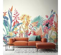 Origin Murals Tropical Foliage Petrol and Coral Wall Mural