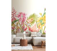 Origin Murals Tropical Foliage Wall Mural in Pink | Size: W350 cm x H280 cm Origin Murals Pink W350 cm x H280 cm