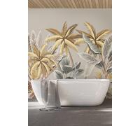 Origin Murals Tropical Palm Trees Wall Mural in Grey | Size: W300 cm x H240 cm Origin Murals Grey W300 cm x H240 cm