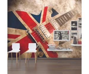 Origin Murals Union Jack Rock Guitar Matt Smooth Paste The Wall Mural 350Cm Wide X 280Cm High