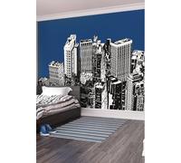 Origin Murals Urban City Skyscrapers Matt Smooth Paste the Wall Mural in Navy | Size: W300 cm x H240 cm Origin Murals Navy W300 cm x H240 cm