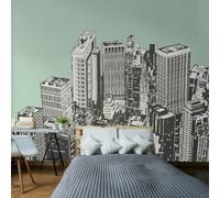 Origin Murals Urban City Skyscrapers Wall Mural - Green - Large - W350cm x H280cm