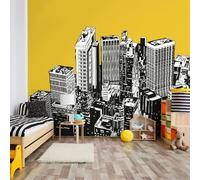 Origin Murals Urban City Skyscrapers Wall Mural - Yellow - Large - W350cm x H280cm