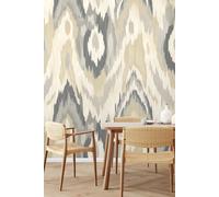 Origin Murals Watercolour Ikat Wall Mural in Grey | Size: W350 cm x H280 cm Origin Murals Grey W350 cm x H280 cm