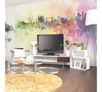 Origin Murals Watercolour London Skyline - Multi - Large - W350cm x H280cm