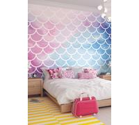 Origin Murals Watercolour Mermaid Scales Wall Mural | Size: W350 cm x H280 cm Origin Murals Multicolor W350 cm x H280 cm