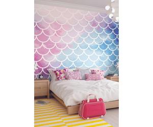 Origin Murals Watercolour Mermaid Scales Wall Mural | Size: W350 cm x H280 cm Origin Murals Multicolor W350 cm x H280 cm