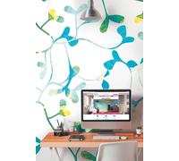 Origin Murals Watercolour Petals Wall Mural in Blue | Size: W350 cm x H280 cm Origin Murals Blue W350 cm x H280 cm