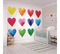 Origin Murals Watercoloured Love Hearts On A White Background Matt Smooth Paste The Wall Mural 350Cm Wide X 280Cm High