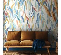 Origin Murals Willow Leave Denim Blue and Apricot Wall Mural