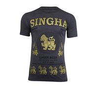 Origin S. Mens Thai Beer Label Cotton T-Shirt | Chang Singha Lager Logo Top | Rare UK Import (Singha (Dark Grey), Large (Chest 40"- 42"))
