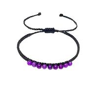 Origin Siam Handmade Gemstone Beaded Woven Bracelet | Bead Stone Healing Chakra Protection Energy Wristband | Adjustable Size Unisex for Men and Women (Purple 9 Bead)