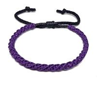 Origin Siam Handmade Thai Buddhist Wristband | Unisex Tight Weave Slim Bracelet | Karma Luck Love Friendship | Yoga Meditation Gift (Purple (Sliding Knot))