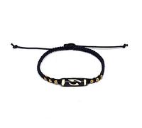 Origin Siam Handmade Tibetan Buddhist Dzi Bead Bracelet | Waxed Cotton Thread Mantra Tribal Prayer Adjustable Wristband | Luck Love Meditation Friendship Protection | Men Women Unisex