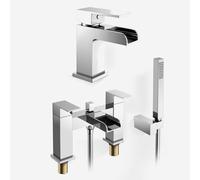 Origin Waterfall Basin Mono Tap, Bath Shower Mixer Tap & Waste Chrome