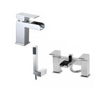 Origin Waterfall Basin Mono Tap, Bath Shower Mixer Tap & Waste Chrome