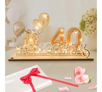 Original 40th Birthday Gifts for Women Men, Seutgjie 40th Birthday Decorations with LED Fairy Lights Bow Knot and Gift Paper for 40th Wedding Anniversary Table Decoration