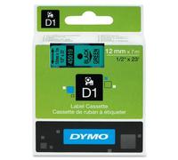 Dymo D1 S0720590 / 45019 Authentic Label Tape Self Adhesive Black Print on Green 12 mm x 7m