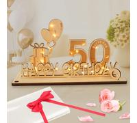 Original 50th Birthday Gifts for Women Men, Seutgjie 50th Birthday Decorations with LED Fairy Lights Bow Knot and Gift Paper for 50th Wedding Anniversary Table Decoration