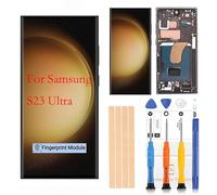 Original 6.81 inch Amoled LCD Digitizer for Samsung Galaxy S23 Ultra Screen Replacement SM-S918U S918B LCD 3D Touch Display, Full HD Digitizer Frame Screen with Protective Film (Black with Frame)