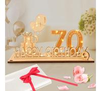 Original 70th Birthday Gifts for Women Men, Seutgjie 70th Birthday Decorations with LED Fairy Lights Bow Knot and Gift Paper for 70th Wedding Anniversary Table Decoration