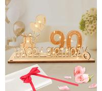 Original 90th Birthday Gifts for Women Men, Seutgjie 90th Birthday Decorations with LED Fairy Lights Bow Knot and Gift Paper for 90th Wedding Anniversary Table Decoration