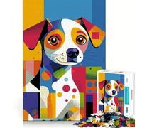 Original Abstract Puppy Portrait Jigsaw Puzzle for Teenagers 1000 Pieces Memory Boost Indoor Play Image Assembly (38x52cm)