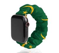 Original And Simple Mauritania Flag Fashion Scrunchie Watch Strap Compatible with IWatch Series 1 2 3 4 5 6 Elastic Replacement Band