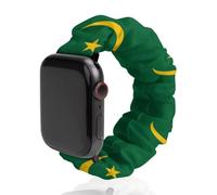 Original And Simple Mauritania Flag Fashion Scrunchie Watch Strap Compatible with IWatch Series 1 2 3 4 5 6 Elastic Replacement Band