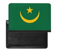 Original and Simple Mauritania Flag Leather Passport Holder Compact ID Card Cover Case Slim Travel Wallet for Men Women